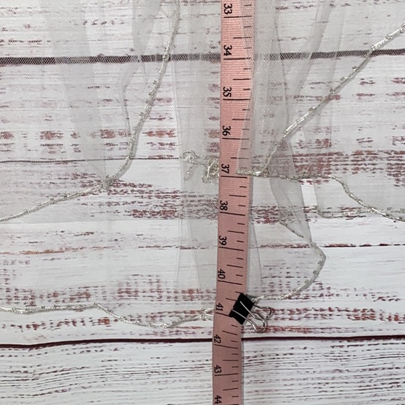 Ivory Beaded Wedding Veil With Floral Embellishments - Picture 3 of 9